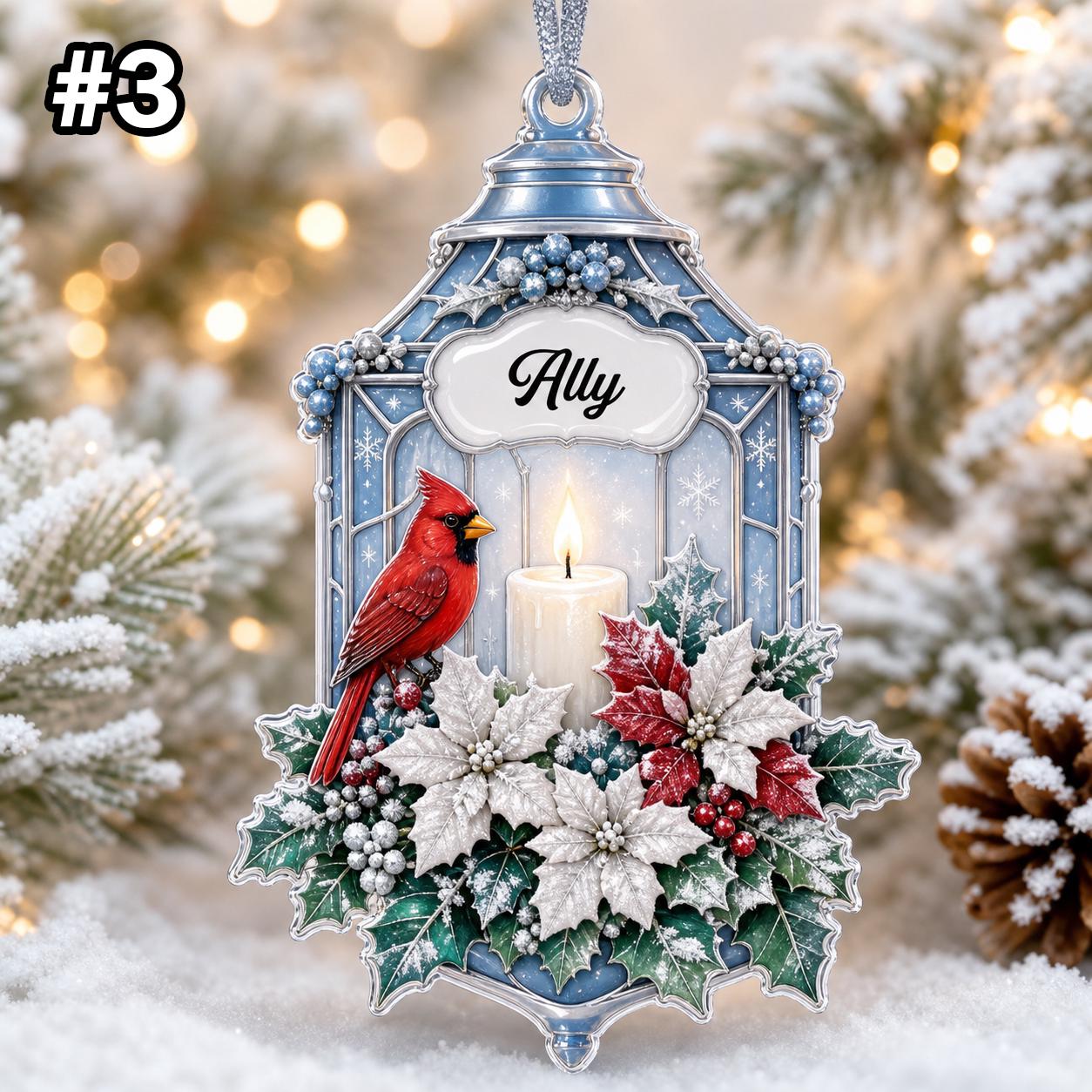 Custom Name Cardinal Candle Personalized Ornament – Christmas Tree Hanging Decor - Image 5