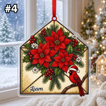 Custom Name Cardinal Envelope Letter Ornament – Christmas Tree Car Hanging Decor - Image 6
