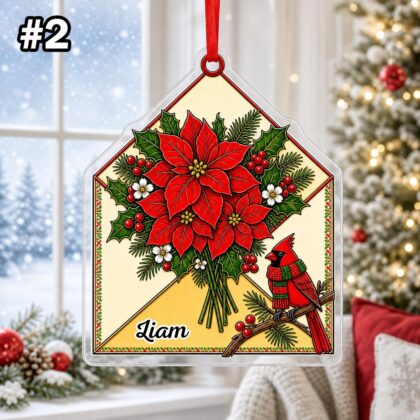 Custom Name Cardinal Envelope Letter Ornament – Christmas Tree Car Hanging Decor - Image 4
