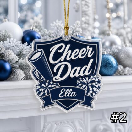 Personalized Cheer Mom Dad Acrylic Ornament – Custom Name Sports Family Gift - Image 2