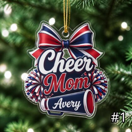 Personalized Cheer Mom Dad Acrylic Ornament – Custom Name Sports Family Gift