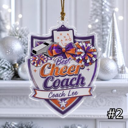 Personalized Cheer Coach Acrylic Ornament – Custom Name Best Cheer Coach Gift - Image 2