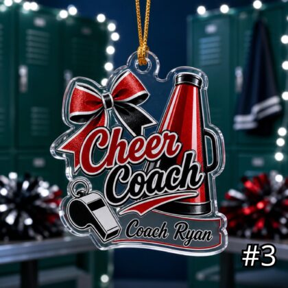 Personalized Cheer Coach Acrylic Ornament – Custom Name Best Cheer Coach Gift - Image 3