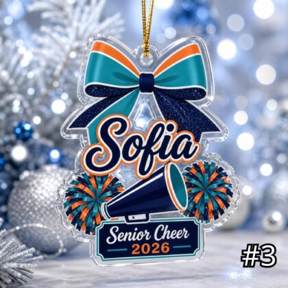 Personalized Senior Cheer Acrylic Ornament – Custom Name Class of 2026 Cheerleader Uniform Keepsake Tree - Image 3