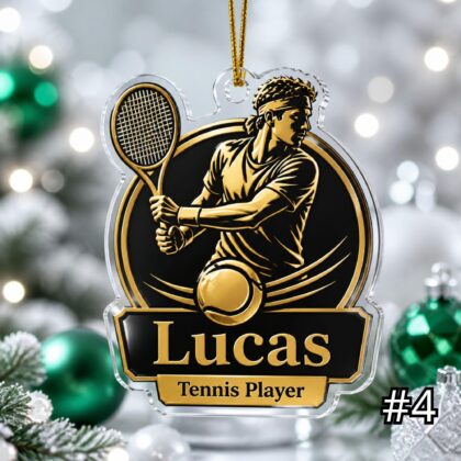 Personalized Tennis Player Acrylic Ornament – Custom Name Racket Ball Sports Gift for Kids - Image 4