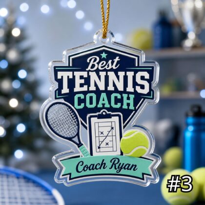 Personalized Tennis Coach Mom Acrylic Ornament – Custom Name Racket Ball Sports Family Gift - Image 3