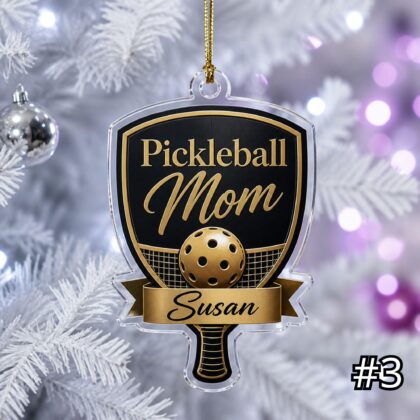 Personalized Pickleball Coach Mom Acrylic Ornament – Custom Name Paddle Ball Sports Family Gift - Image 3