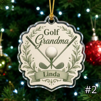 Alternative view of Personalized Golf Dad Grandpa Acrylic Ornament – Custom Name Golfer Gift