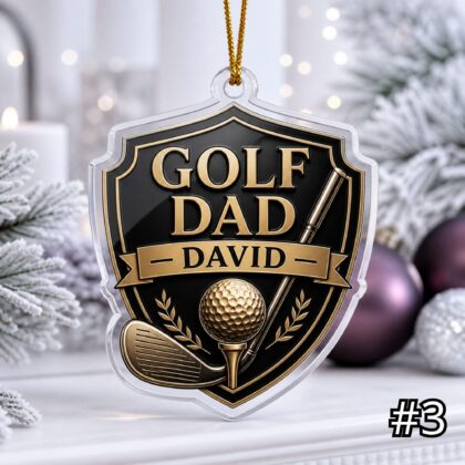 Personalized Golf Dad Grandpa Acrylic Ornament – Custom Name Golfer Gift - Image 3