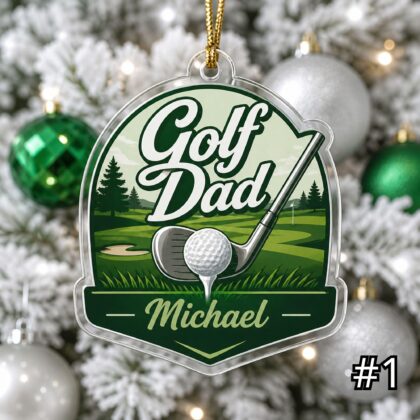 Personalized Golf Dad Grandpa Acrylic Ornament – Custom Name Golfer Gift