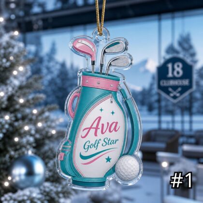 Personalized Golf Player Acrylic Ornament – Custom Name Club Ball Sports Gift for Golfer