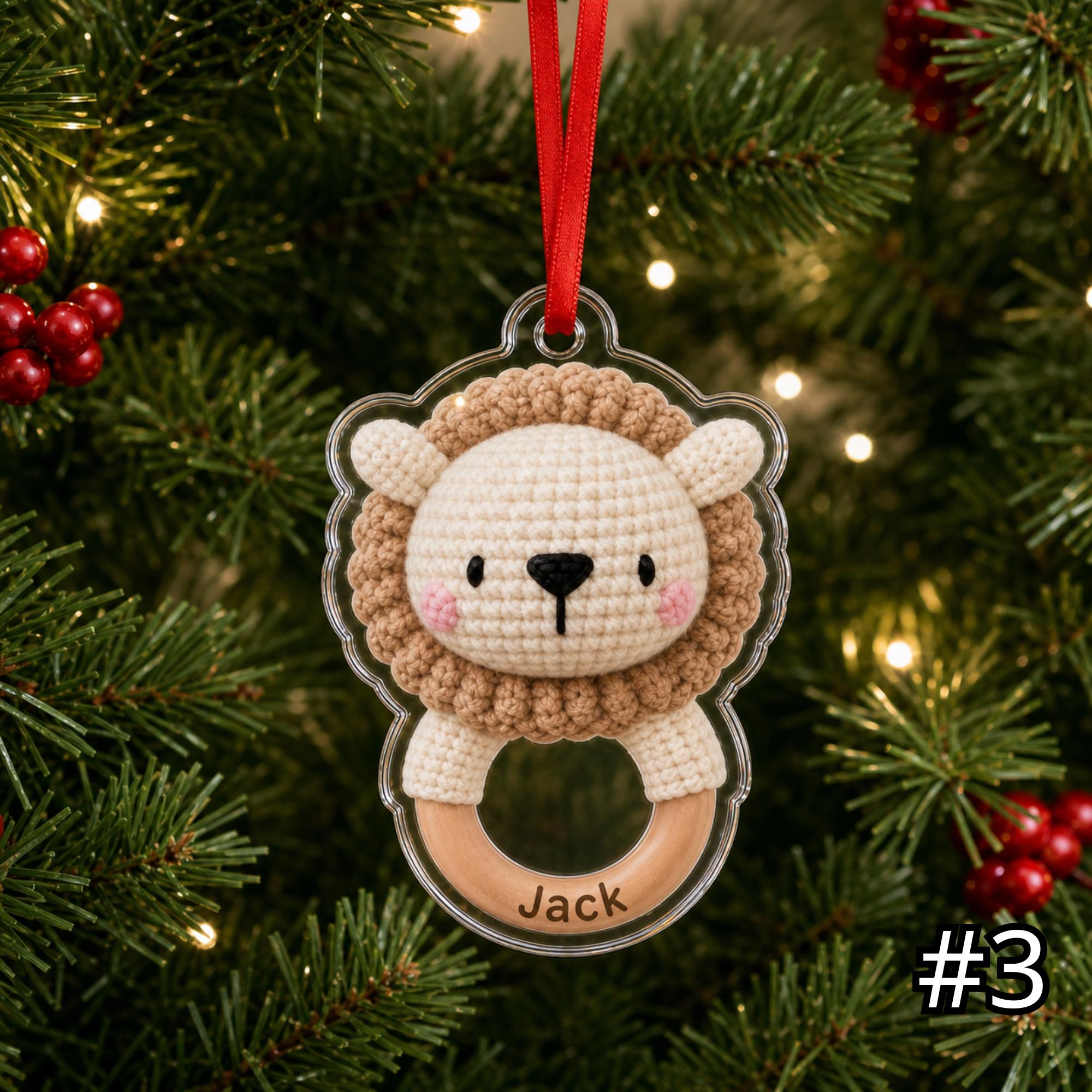 Personalized Farm Baby Animal Rattle Ornament – Baby First Christmas Acrylic Ornament - Image 3
