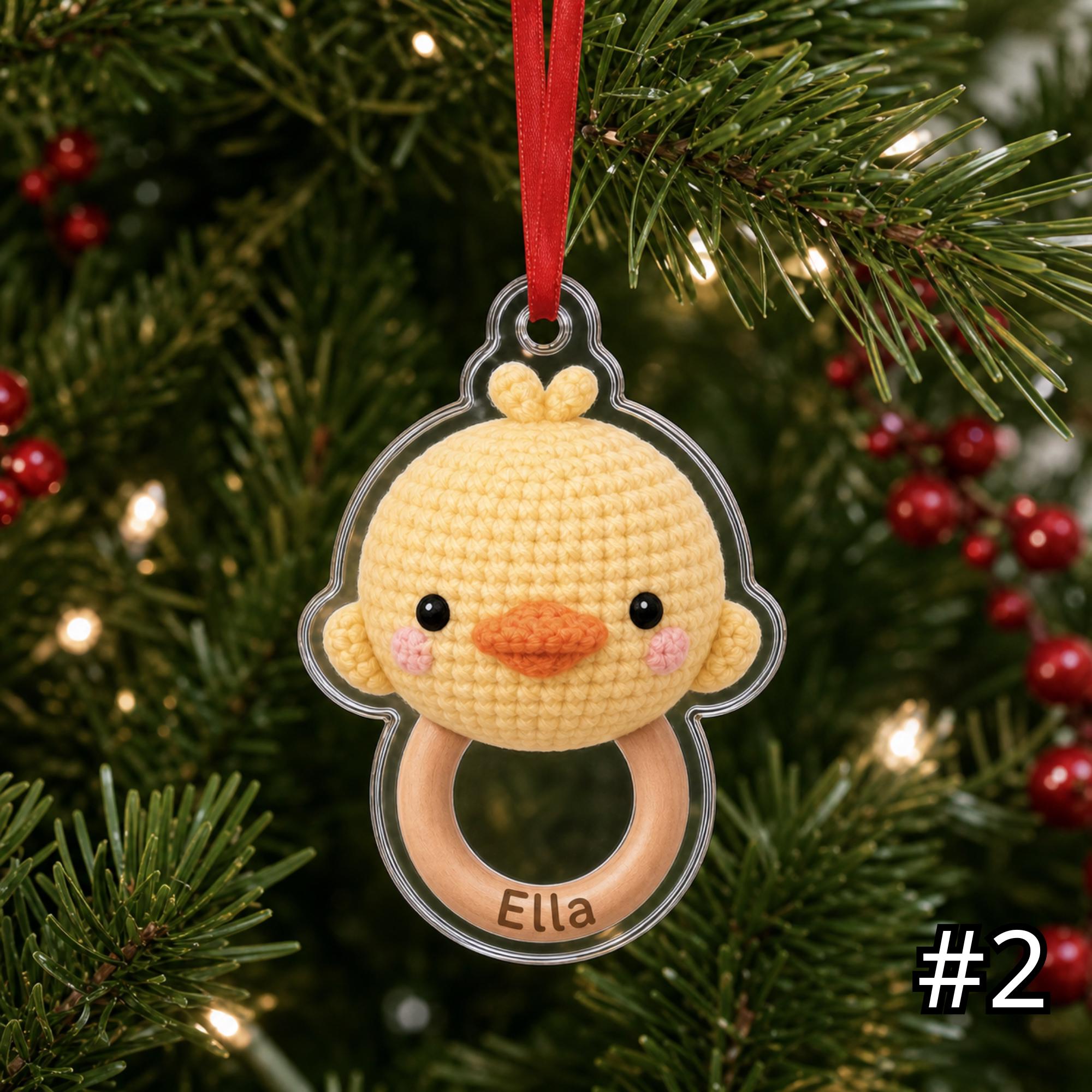 Personalized Farm Baby Animal Rattle Ornament – Baby First Christmas Acrylic Ornament - Image 2