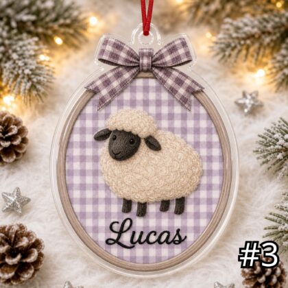 Personalized Farm Animal Acrylic Hoop Ornament – Custom Name Duck Goose Sheep Rooster Christmas Nursery Decor - Image 3