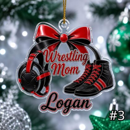 Personalized Wrestling Coach Mom Acrylic Ornament – Custom Name Sports Family Gift - Image 3