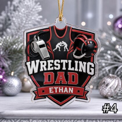 Personalized Wrestling Coach Mom Acrylic Ornament – Custom Name Sports Family Gift - Image 4