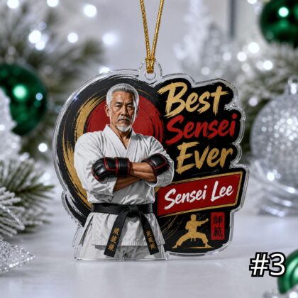 Personalized Karate Sensei Coach Acrylic Ornament – Custom Name Best Sensei Gift - Image 3