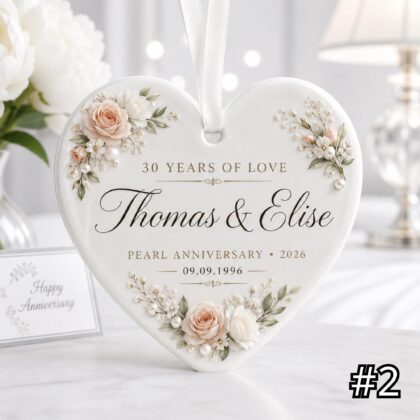 Alternative view of Personalized 30th Anniversary Ornament – Pearl Wedding Anniversary Gift