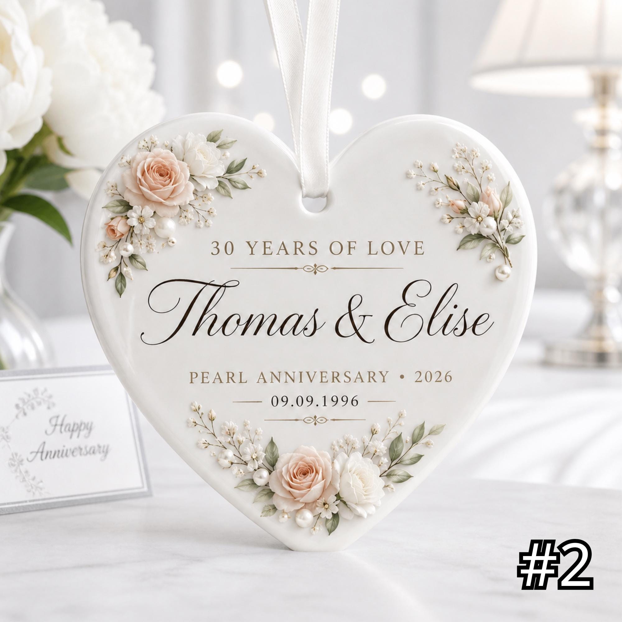 Personalized 30th Anniversary Ornament – Pearl Wedding Anniversary Gift - Image 2