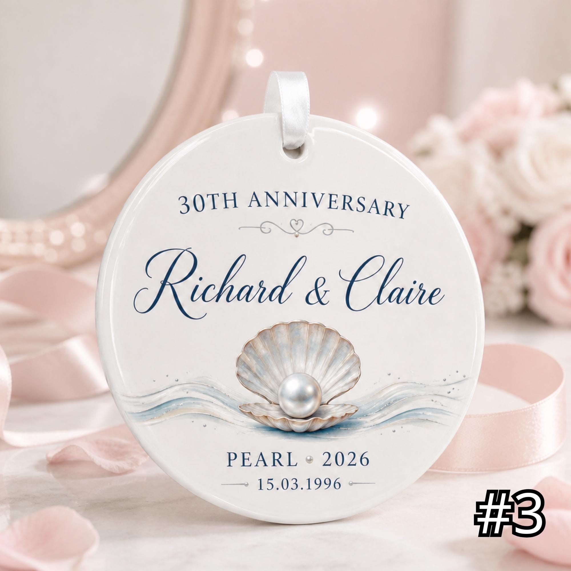 Personalized 30th Anniversary Ornament – Pearl Wedding Anniversary Gift - Image 3