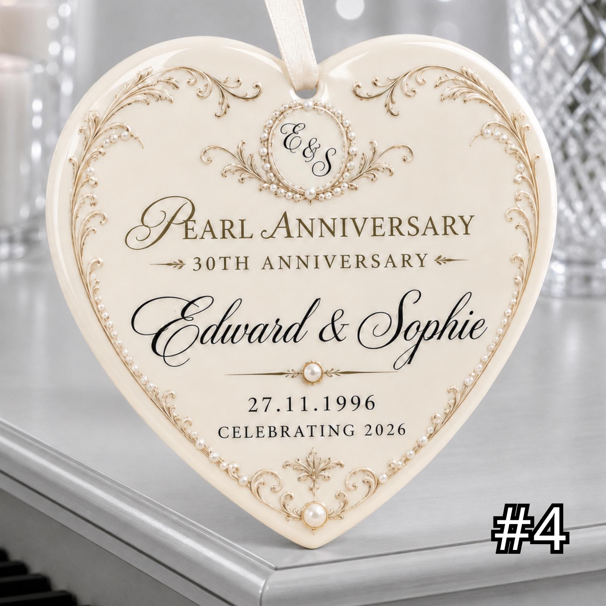 Personalized 30th Anniversary Ornament – Pearl Wedding Anniversary Gift - Image 4