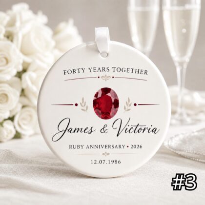 Personalized 40th Anniversary Ornament – Ruby Wedding Anniversary Gift - Image 3