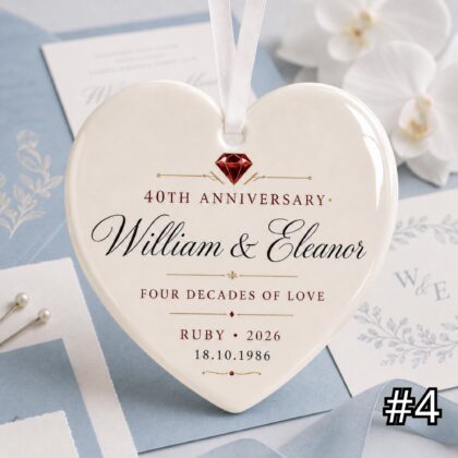 Personalized 40th Anniversary Ornament – Ruby Wedding Anniversary Gift - Image 4