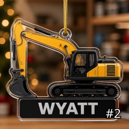 Alternative view of Personalized Excavator Ornament – Construction Vehicle Christmas Ornament