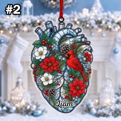 Custom Name Anatomy Cardinal Christmas Ornament – Xmas Tree Car Hanging Decor - Image 4