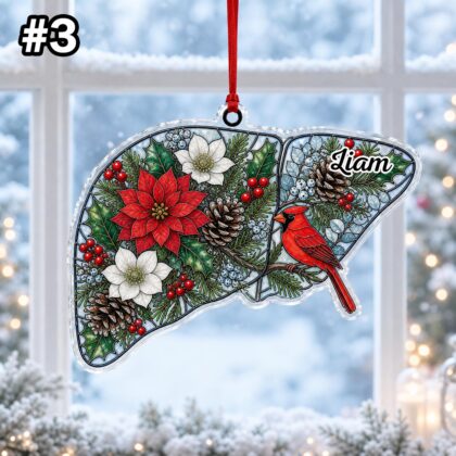 Custom Name Anatomy Cardinal Christmas Ornament – Xmas Tree Car Hanging Decor - Image 5