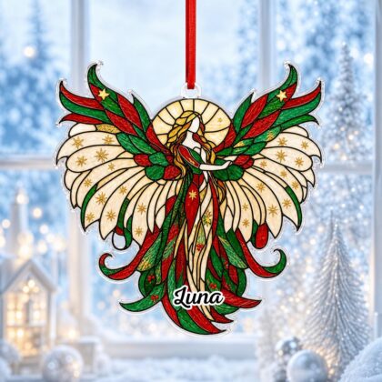 Personalized Christmas Angel Wings Ornament – Christmas Tree Car Hanging Decor