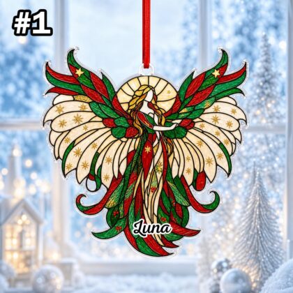 Personalized Christmas Angel Wings Ornament – Christmas Tree Car Hanging Decor - Image 3