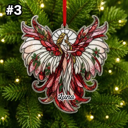 Personalized Christmas Angel Wings Ornament – Christmas Tree Car Hanging Decor - Image 5