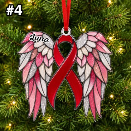 Custom Name Awareness Ribbon Angel Wings Ornament – Christmas Tree Car Hanging Decor - Image 6
