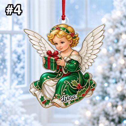 Custom Name Little Angel Baby Wings Ornament – Christmas Tree Car Hanging Decor - Image 6