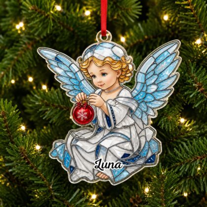 Custom Name Little Angel Baby Wings Ornament – Christmas Tree Car Hanging Decor
