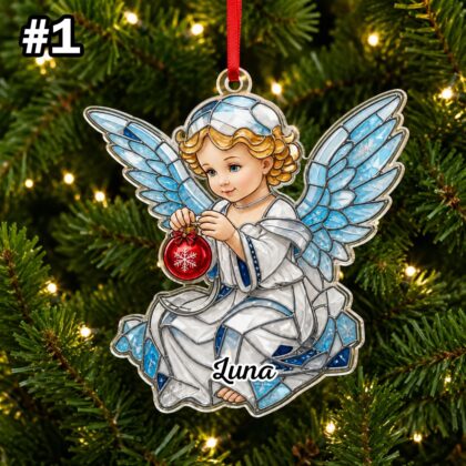 Custom Name Little Angel Baby Wings Ornament – Christmas Tree Car Hanging Decor - Image 3
