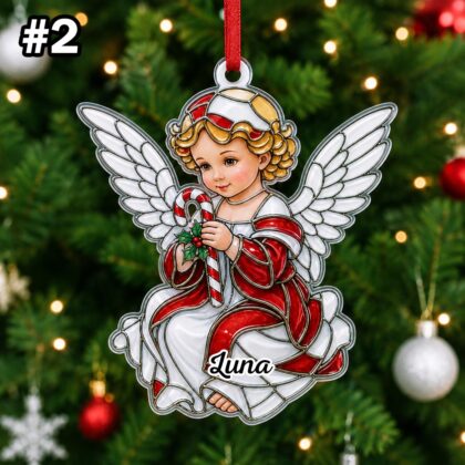Custom Name Little Angel Baby Wings Ornament – Christmas Tree Car Hanging Decor - Image 4