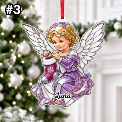 Custom Name Little Angel Baby Wings Ornament – Christmas Tree Car Hanging Decor - Image 5