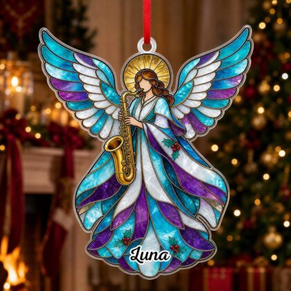 Custom Name Musical Angel Wings Ornament – Christmas Tree Car Hanging Decor