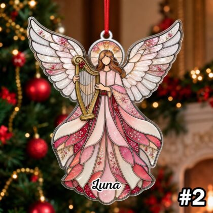 Custom Name Musical Angel Wings Ornament – Christmas Tree Car Hanging Decor - Image 4