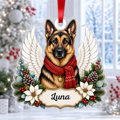 Custom Name Dog Angel Wings Ornament – Christmas Tree Car Hanging Decor