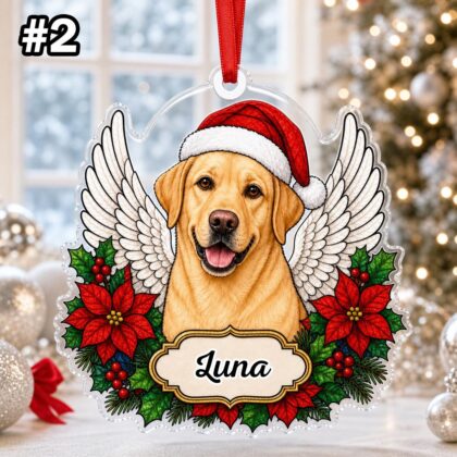 Custom Name Dog Angel Wings Ornament – Christmas Tree Car Hanging Decor - Image 3