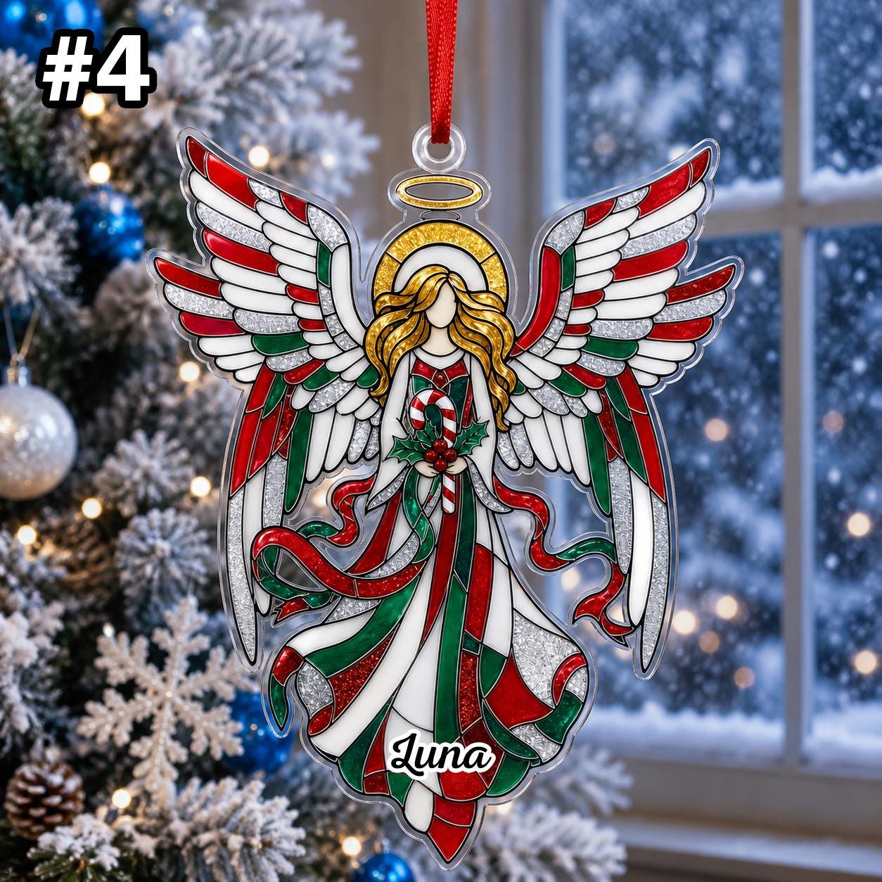 Custom Name Heavenly Angel Wings Ornament – Christmas Tree Car Hanging Decor - Image 6