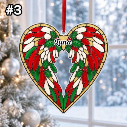 Custom Name Heart Angel Wings Ornament – Christmas Tree Car Hanging Decor - Image 5