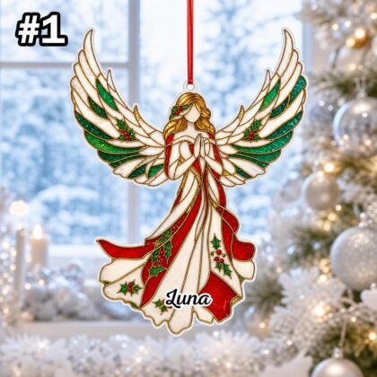 Custom Name Angel Wings Ornament – Christmas Tree Car Hanging Decor - Image 3