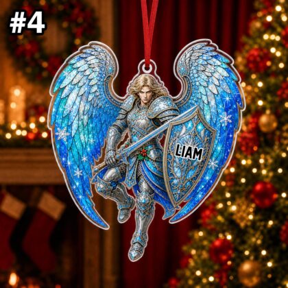 Custom Name Archangel Warrior Wings Ornament – Christmas Tree Car Hanging Decor - Image 6