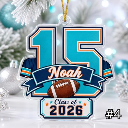 Personalized Senior Football Acrylic Ornament – Custom Name Number Class of 2026 Sports Jersey Keepsake Tree - Image 4