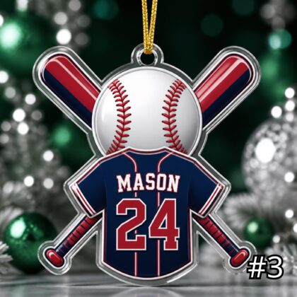 Personalized Baseball Player Acrylic Ornament – Custom Name Number Jersey Sports Gift for Kids - Image 3