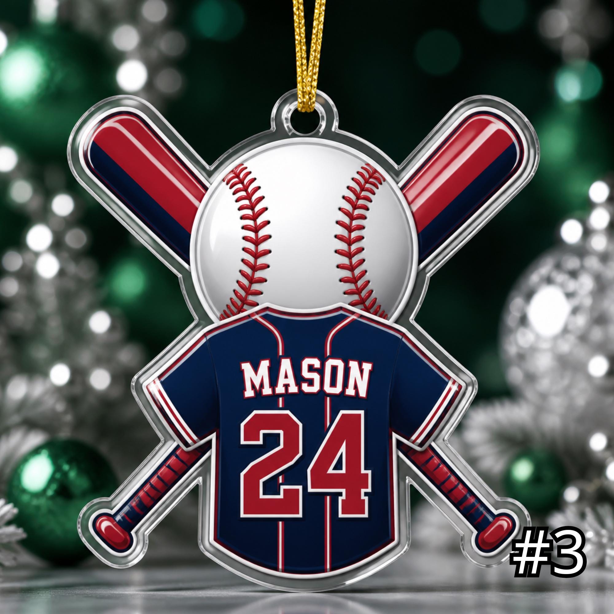 Personalized Baseball Player Acrylic Ornament – Custom Name Number Jersey Sports Gift for Kids - Image 3